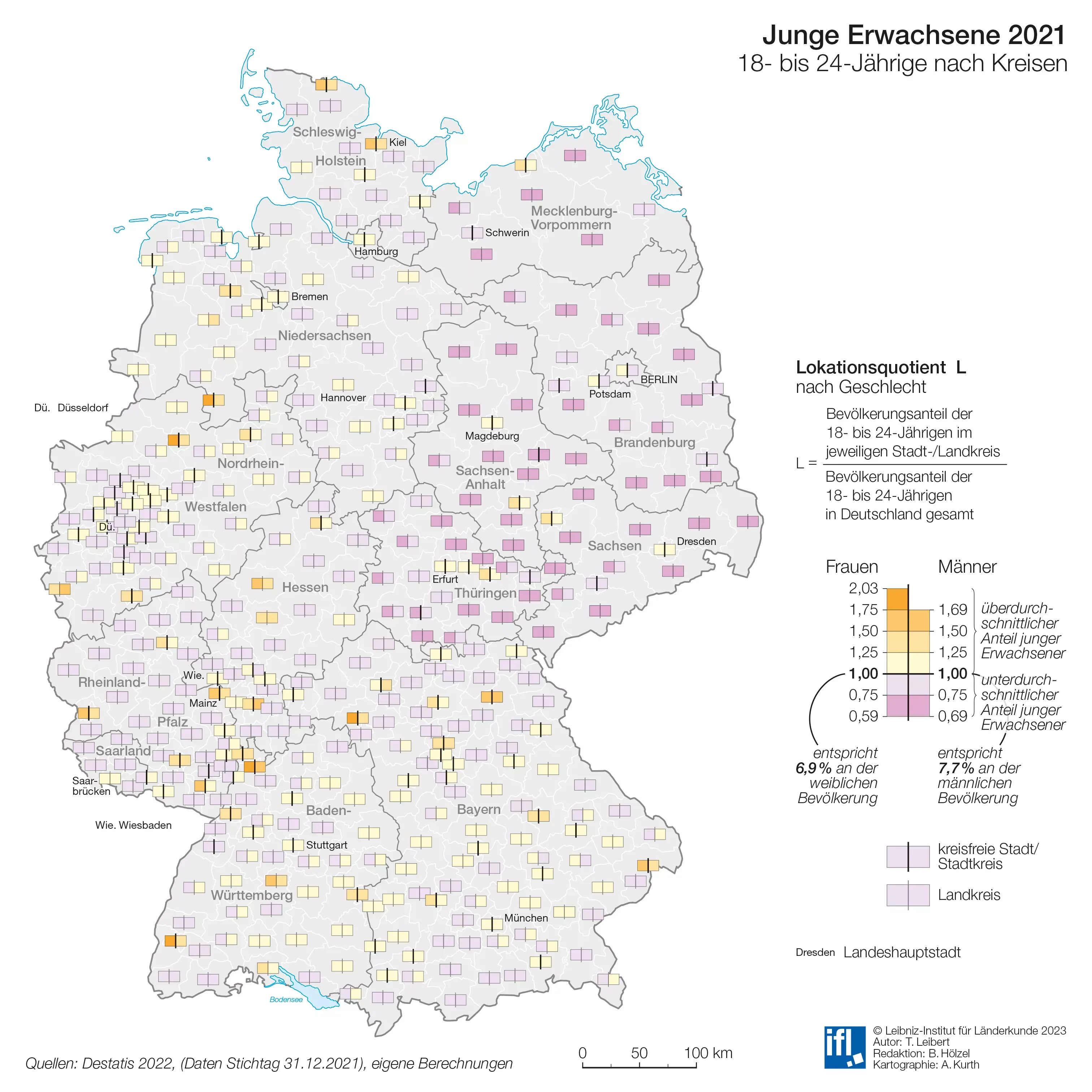 Das Bild zeigt eine Deutschlandkarte des Leibniz-Instituts für Länderkunde