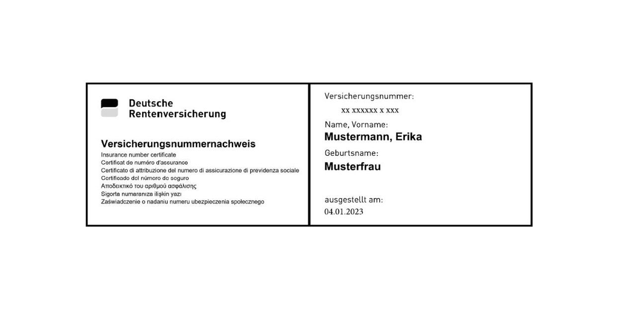 Rentenversicherungsnummernachweis Muster.