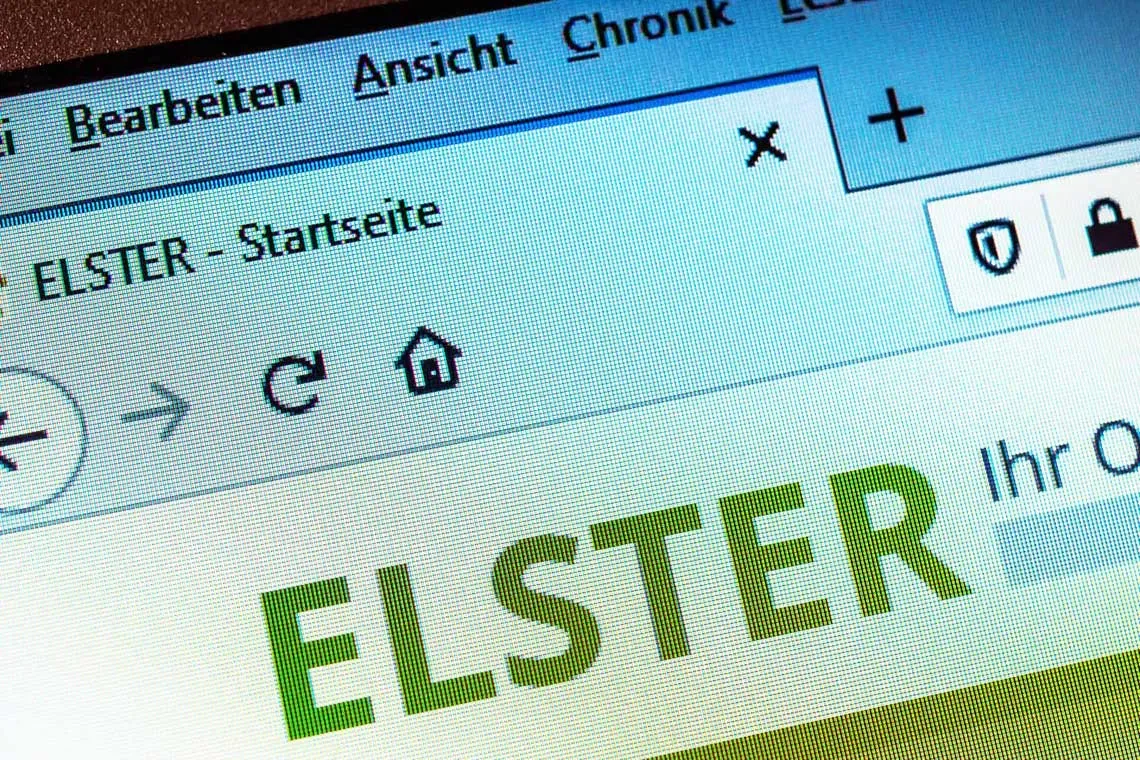 Ansicht Computerbildschirm Online-Finanzamt ELSTER. Ansicht Computerbildschirm Online-Finanzamt ELSTER.