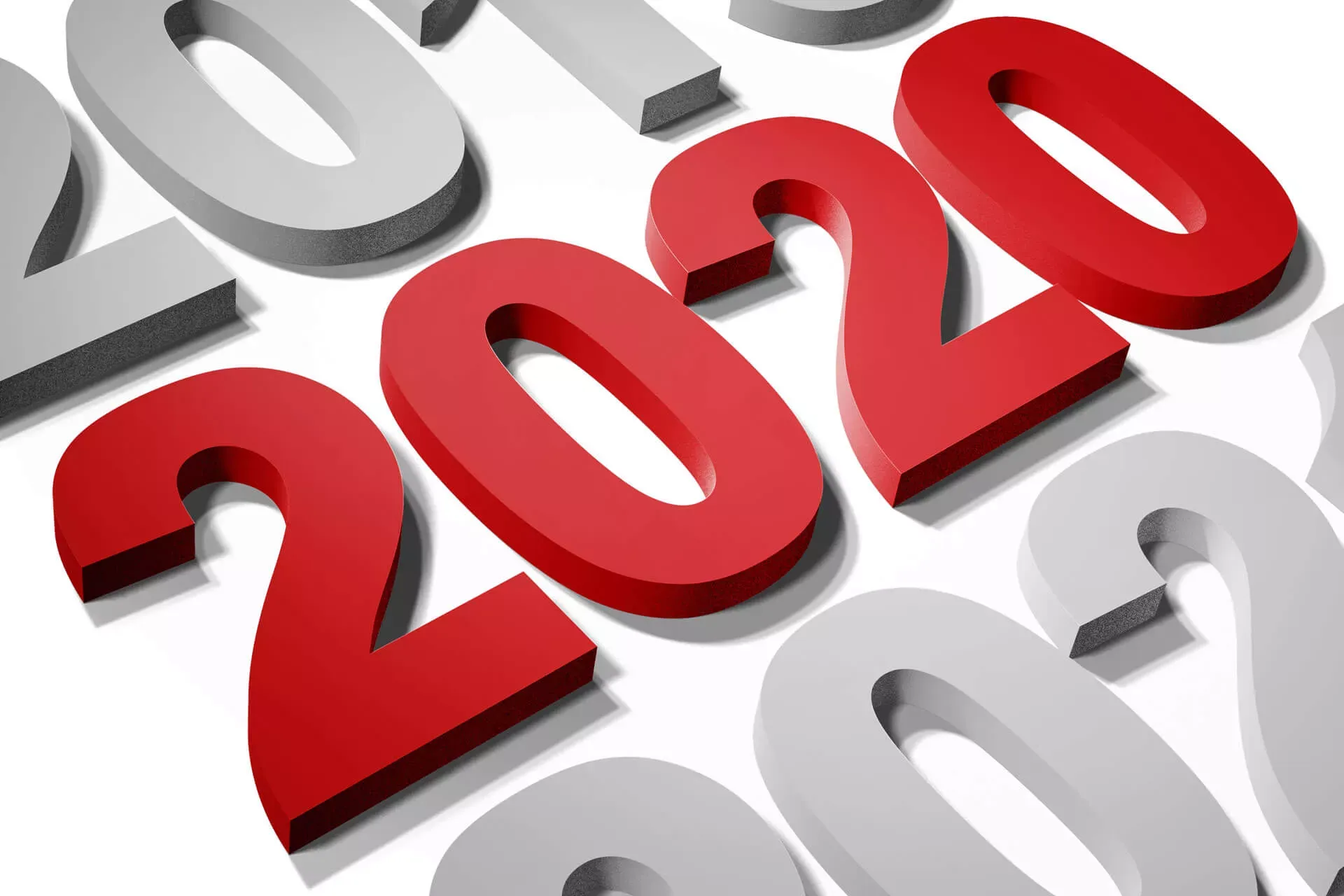 Jahreszahl 2020 in rot Jahreszahl 2020 in rot