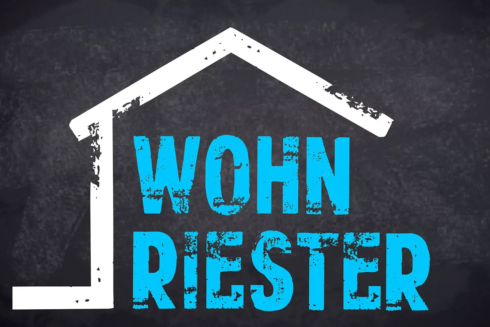 Wohn Riester in blauen Buchstaben vor dunklem Hintergrund, umgeben von einem weißen Hausumriss. Wohn Riester in blauen Buchstaben vor dunklem Hintergrund, umgeben von einem weißen Hausumriss.