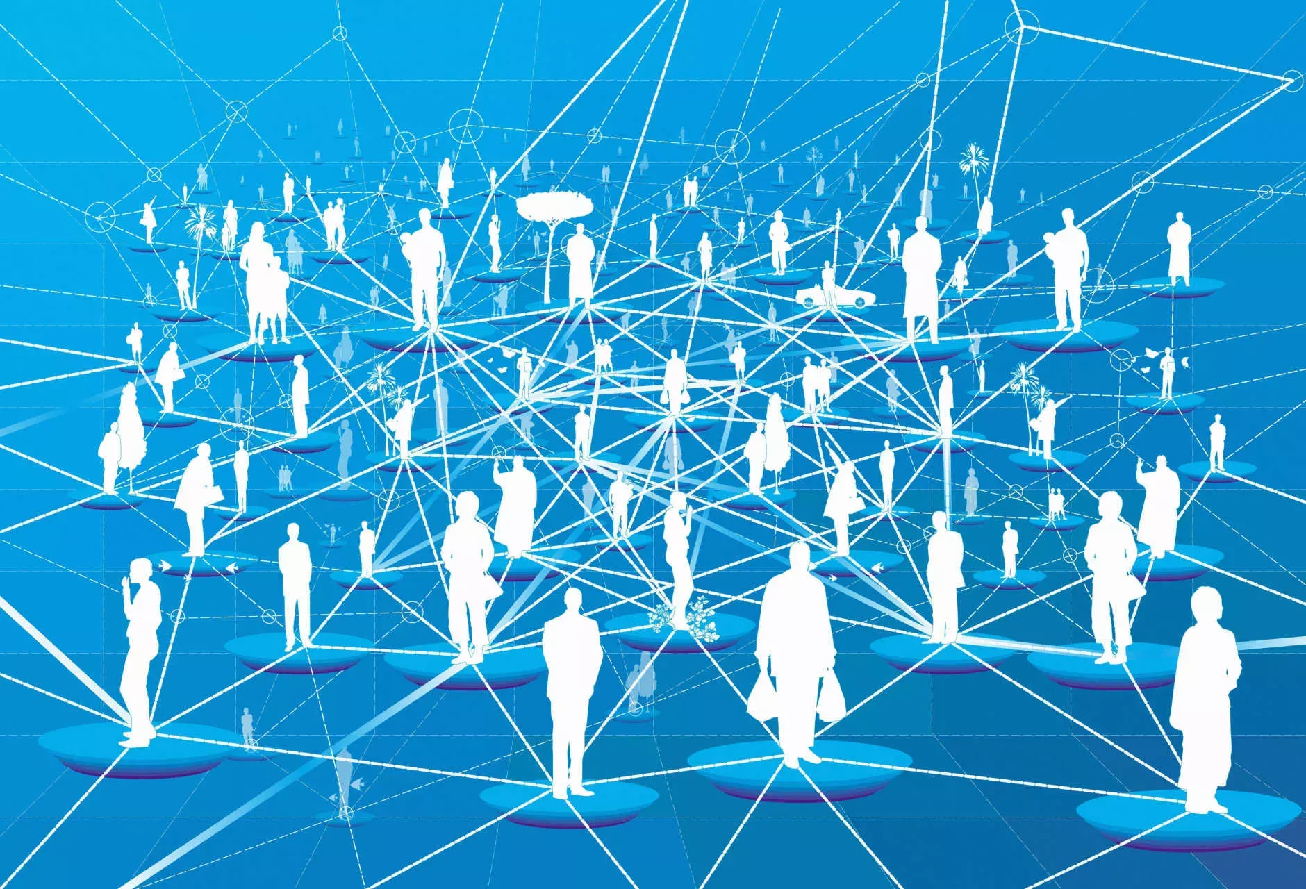 Illustration Menschen in einem Netzwerk durch Linien verbunden. Bild: IMAGO / Ikon Images / Philippe Intraligi Illustration Menschen in einem Netzwerk durch Linien verbunden. Bild: IMAGO / Ikon Images / Philippe Intraligi